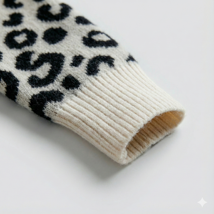 Adeline™ | Leopard-Trim Colorblock Knit Sweater