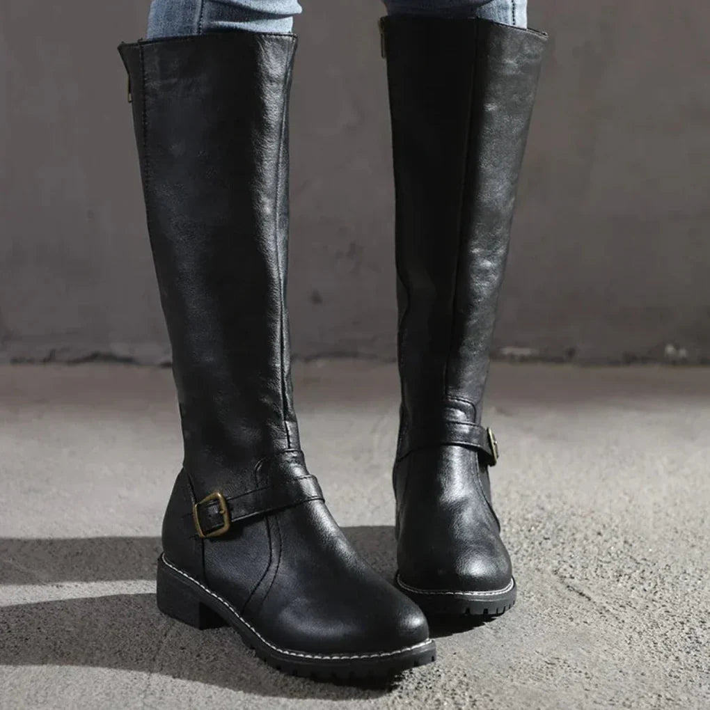 Loretta™ | Classic Knee-High Buckle Boots