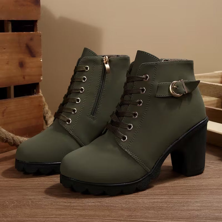 Veronica™ | Lace-Up Block-Heel Ankle Boots