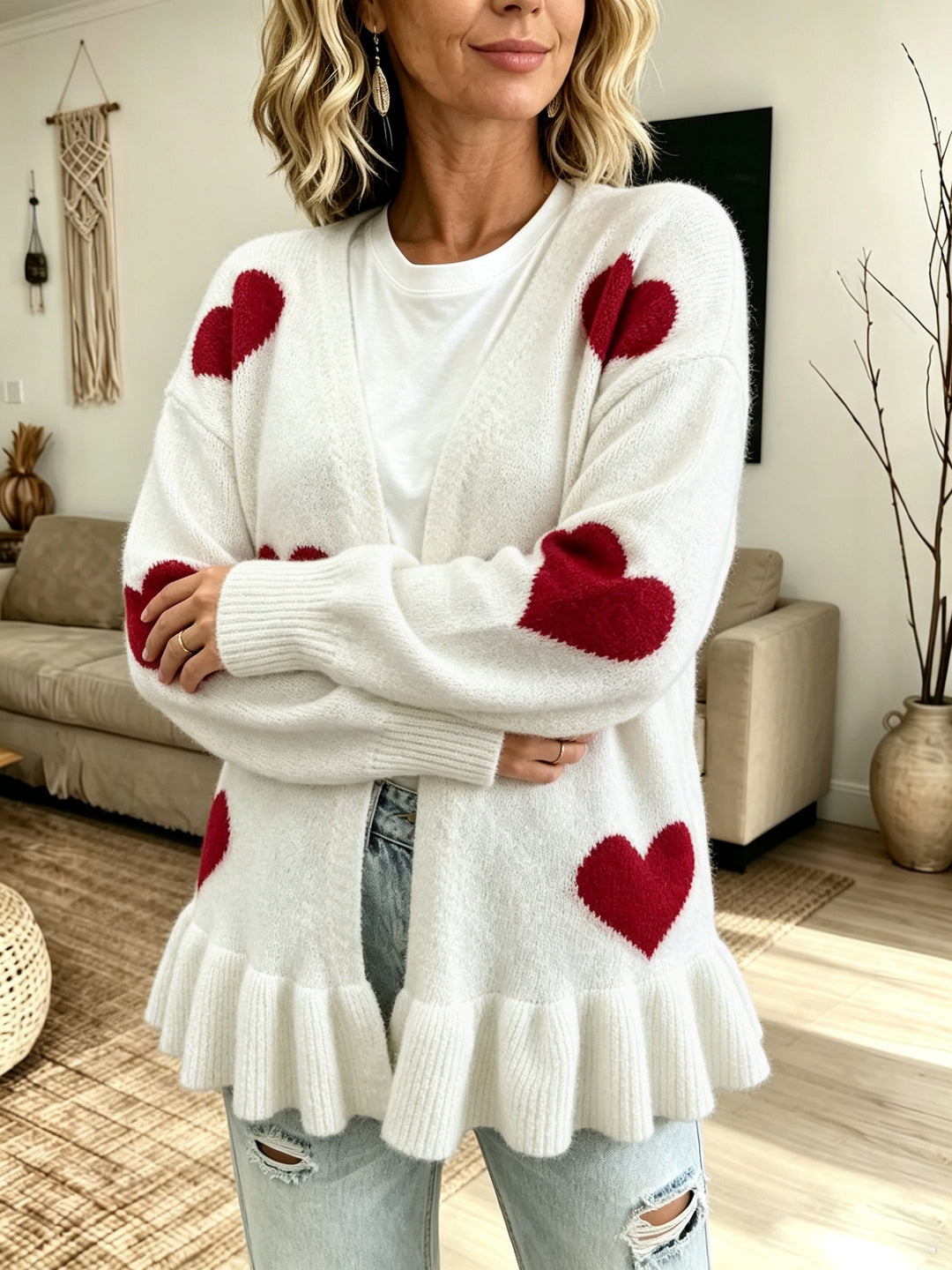 Valentina | Knit Heart Pattern Coatigan