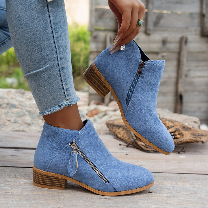 Nadine™ | Side-Zip Low-Heel Ankle Boots