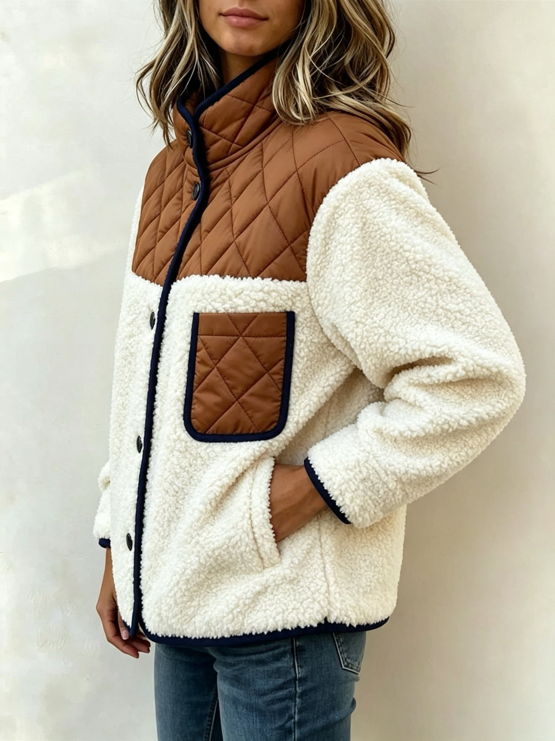 Maribel™ | Quilted Sherpa Patchwork Jacket