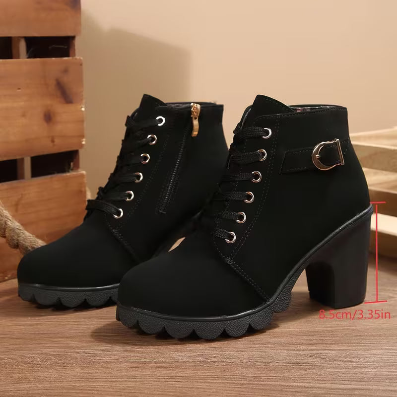 Veronica™ | Lace-Up Block-Heel Ankle Boots