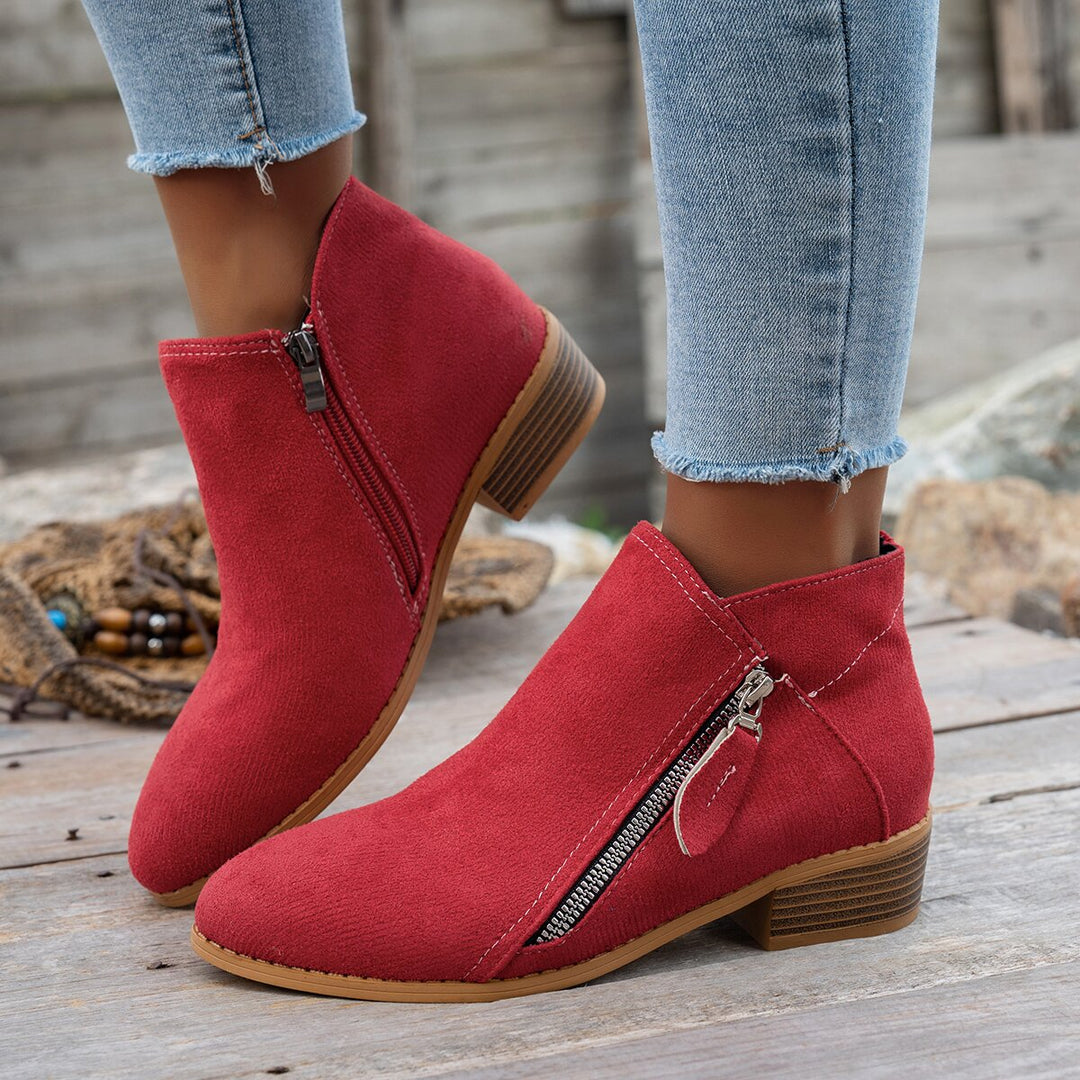 Nadine™ | Side-Zip Low-Heel Ankle Boots