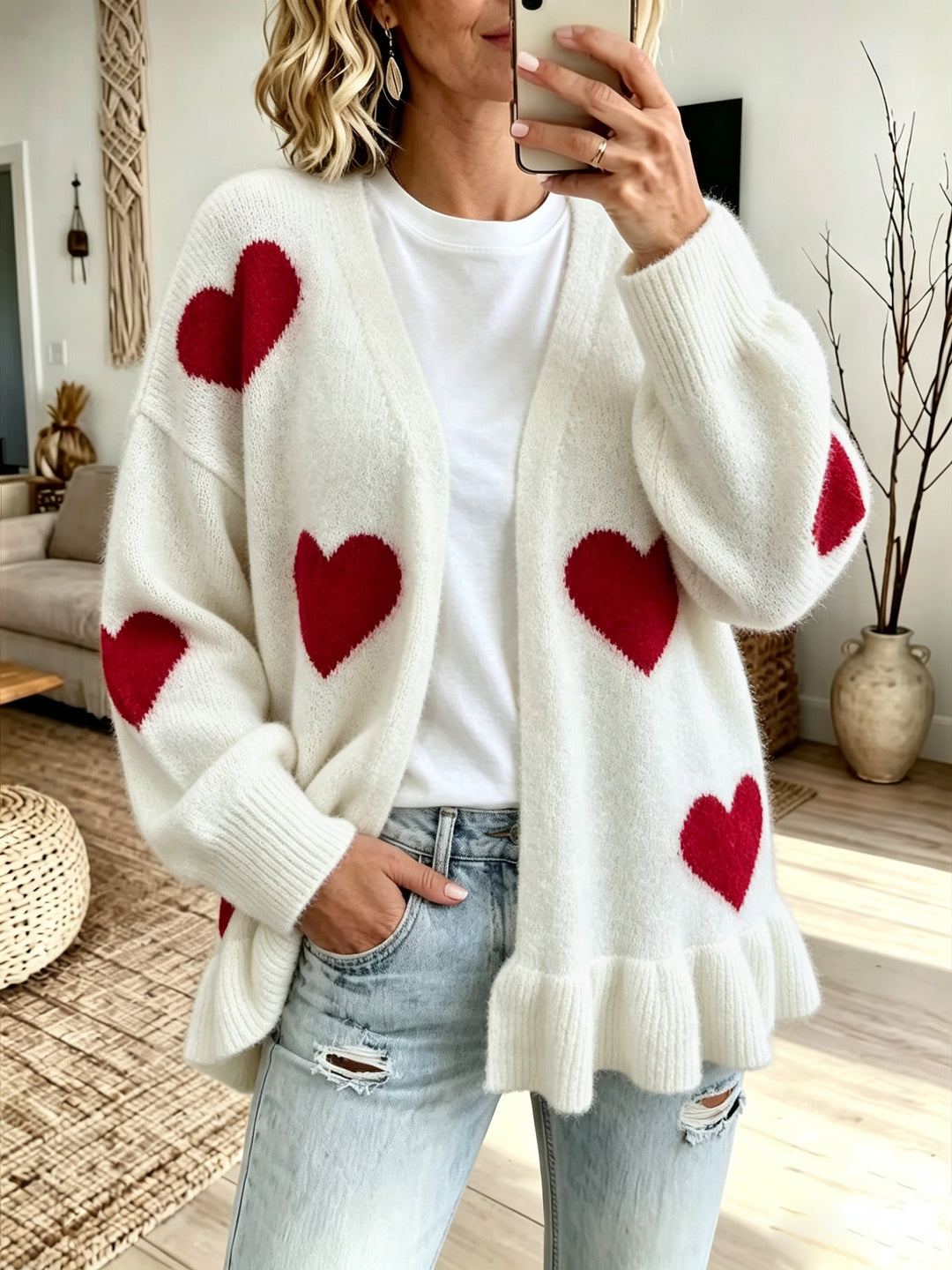 Valentina | Knit Heart Pattern Coatigan