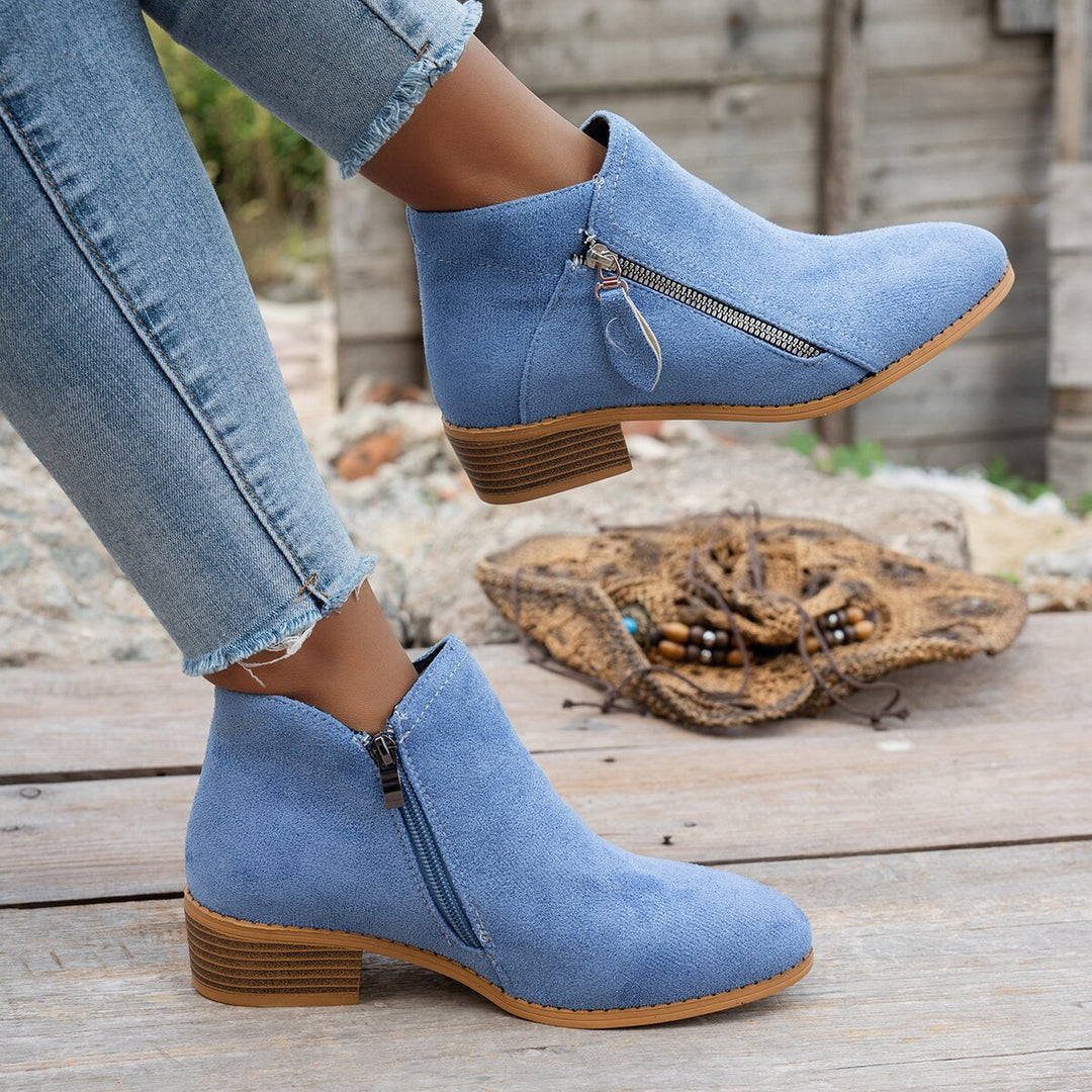 Nadine™ | Side-Zip Low-Heel Ankle Boots