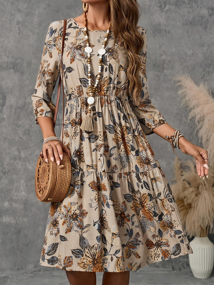 Elise™ | Vintage Floral Tiered Midi Dress