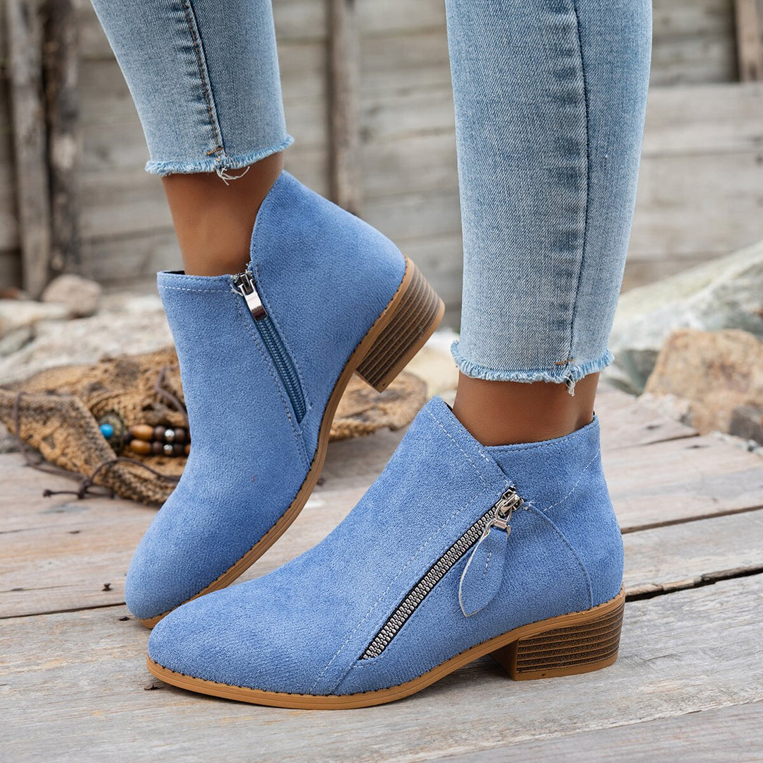 Nadine™ | Side-Zip Low-Heel Ankle Boots