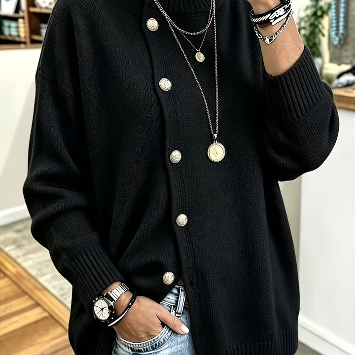Estelle™ | Pearl-Button Relaxed Knit Cardigan