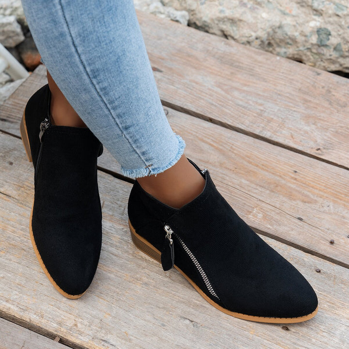 Nadine™ | Side-Zip Low-Heel Ankle Boots