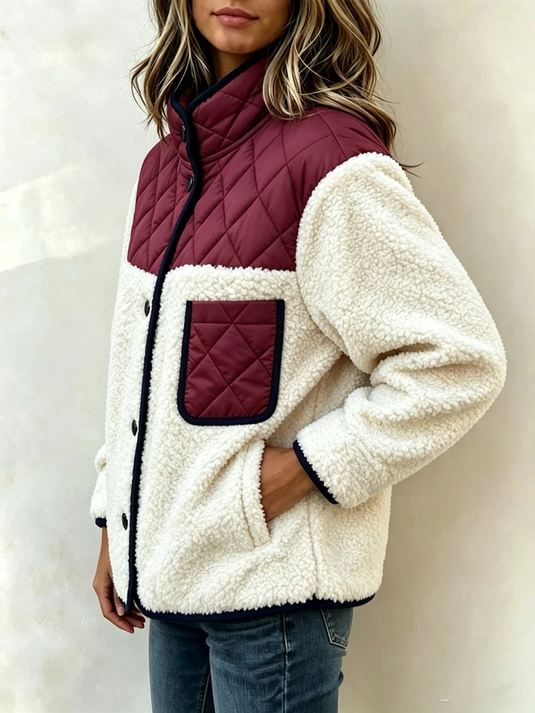 Maribel™ | Quilted Sherpa Patchwork Jacket