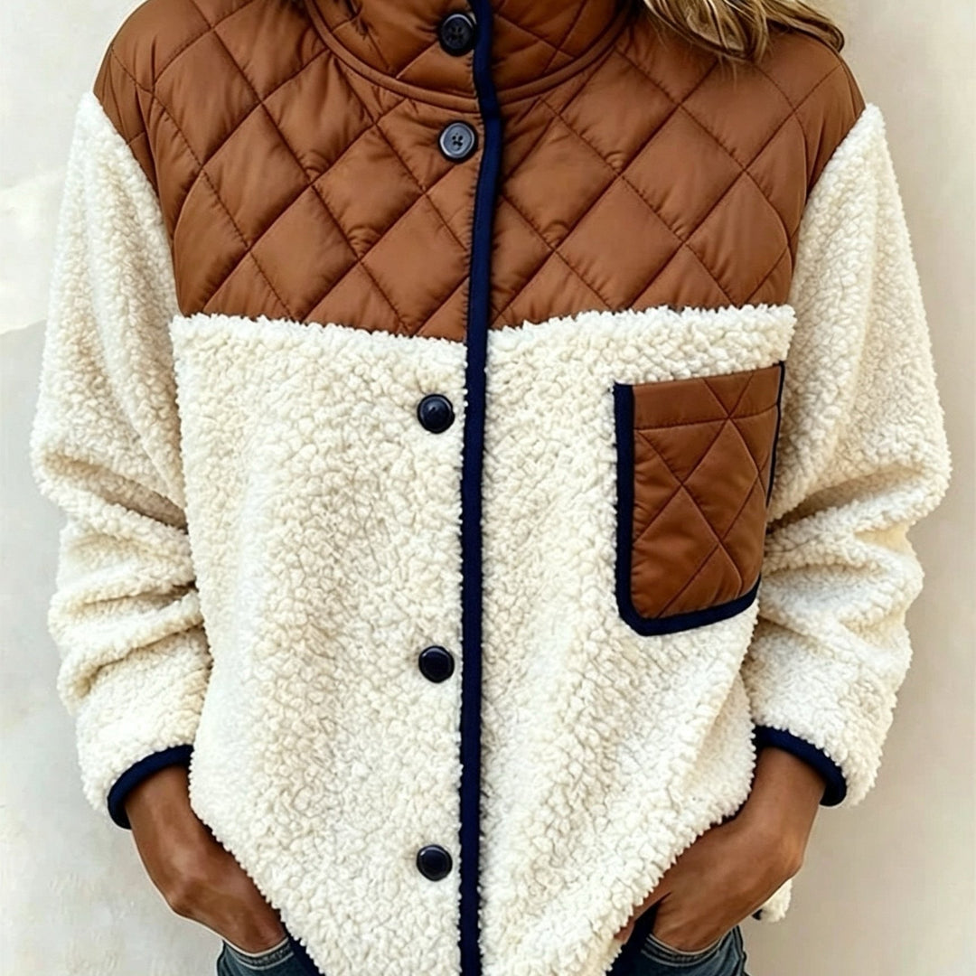 Maribel™ | Quilted Sherpa Patchwork Jacket