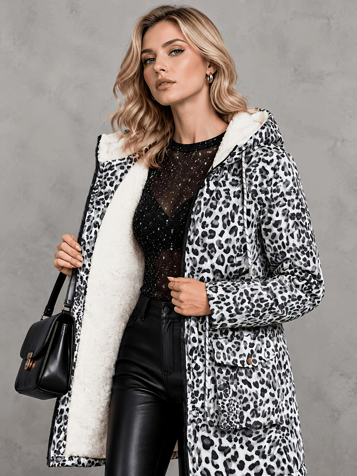 Bianca™ | Leopard Sherpa-Lined Hooded Coat