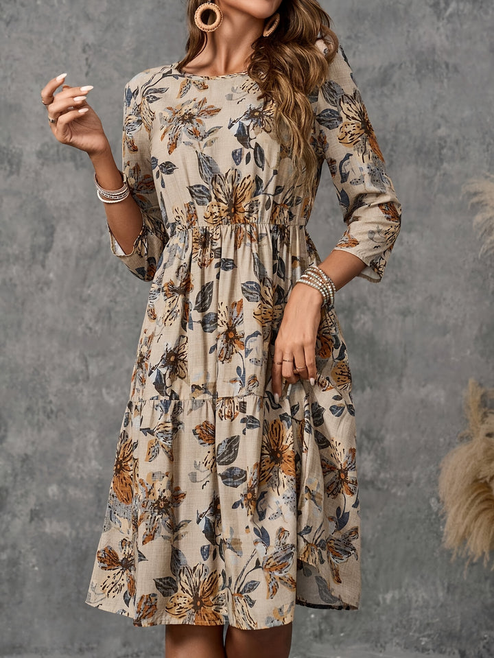 Elise™ | Vintage Floral Tiered Midi Dress