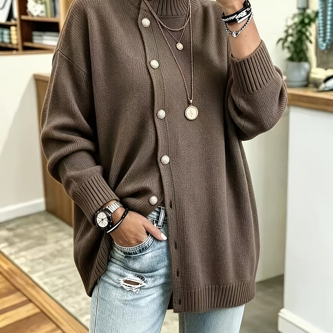 Estelle™ | Pearl-Button Relaxed Knit Cardigan