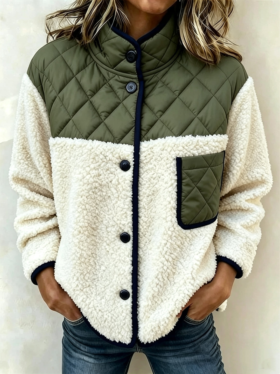 Maribel™ | Quilted Sherpa Patchwork Jacket