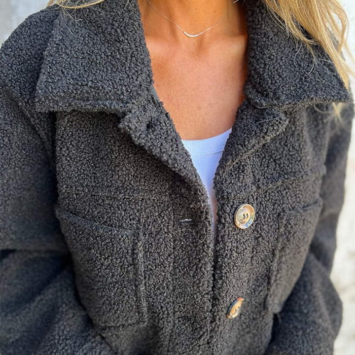 Harriet™ | Soft Teddy Button Jacket