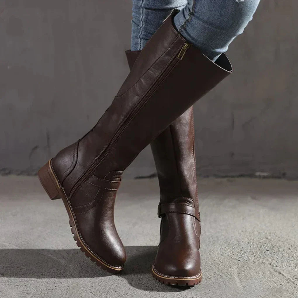 Loretta™ | Classic Knee-High Buckle Boots