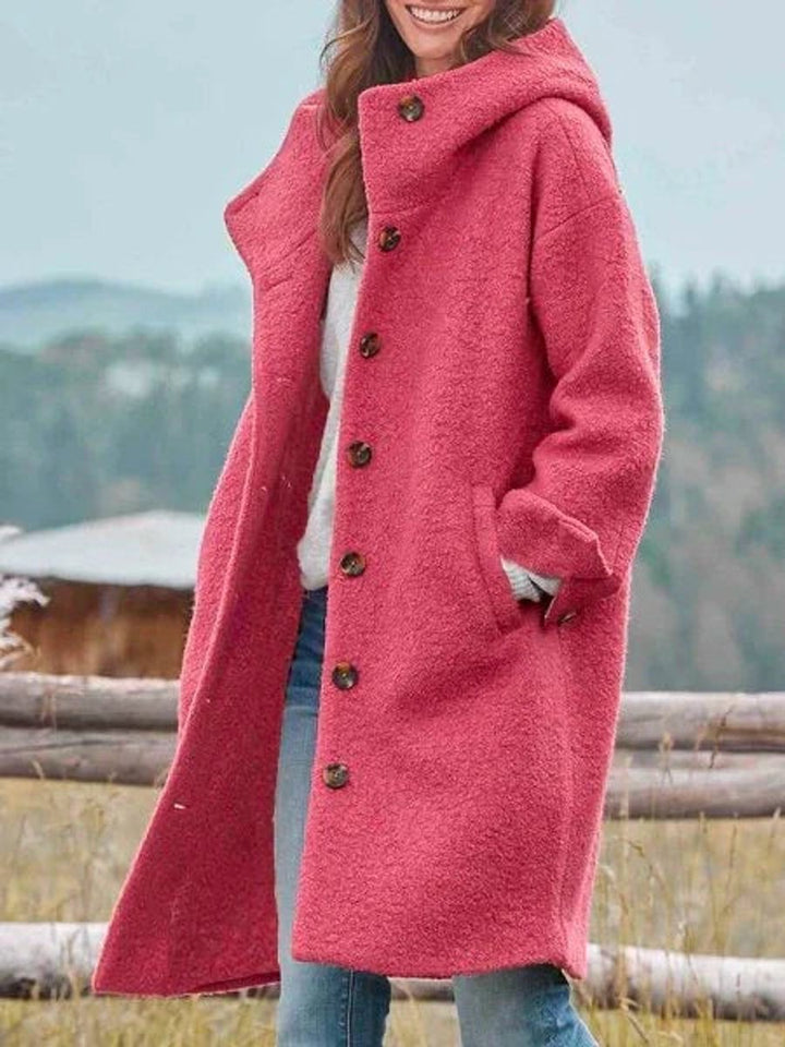 Mabel™ | Long Hooded Button Coat