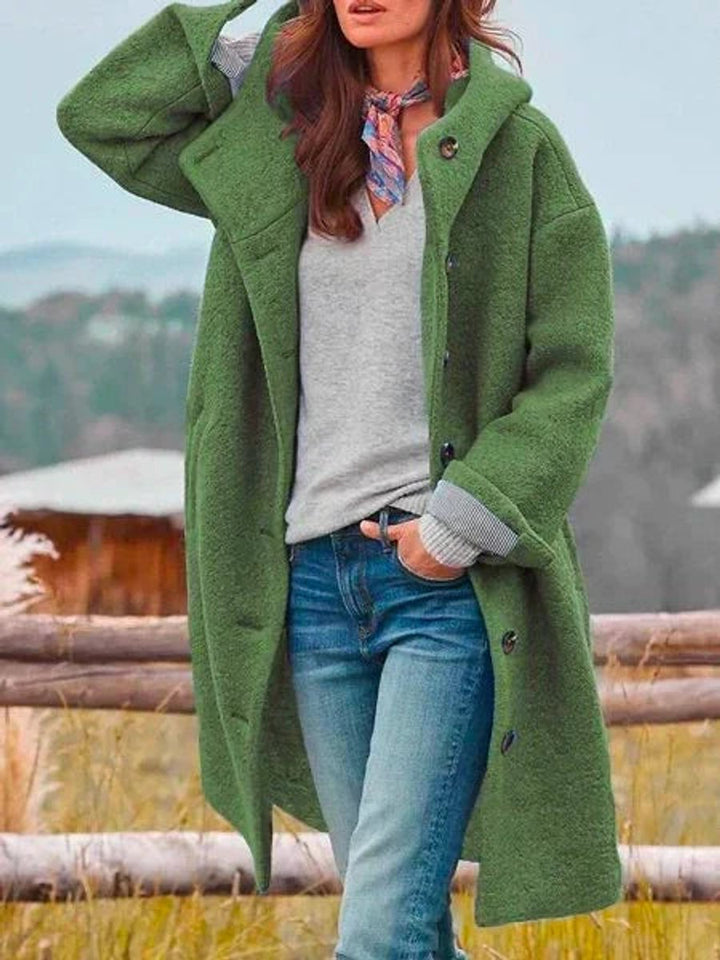 Mabel™ | Long Hooded Button Coat