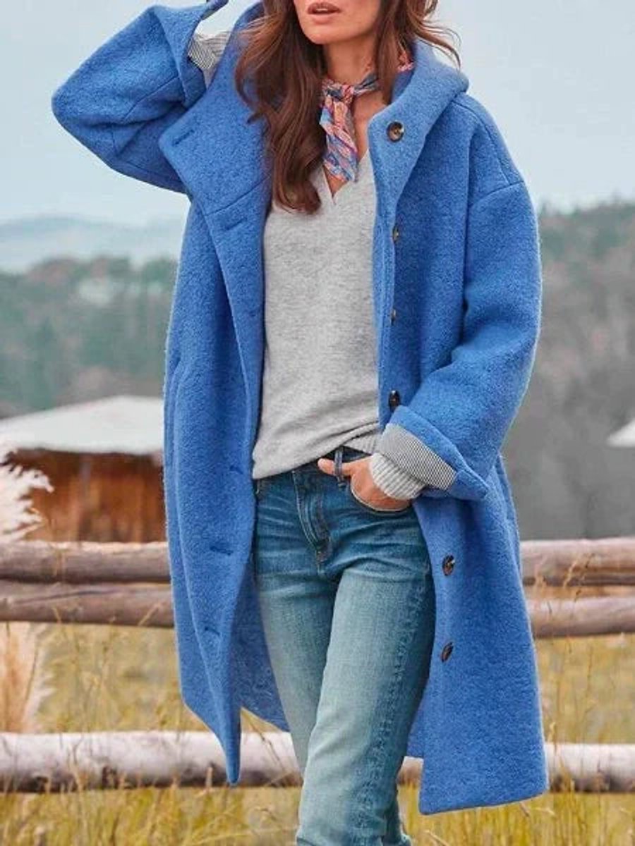 Mabel™ | Long Hooded Button Coat