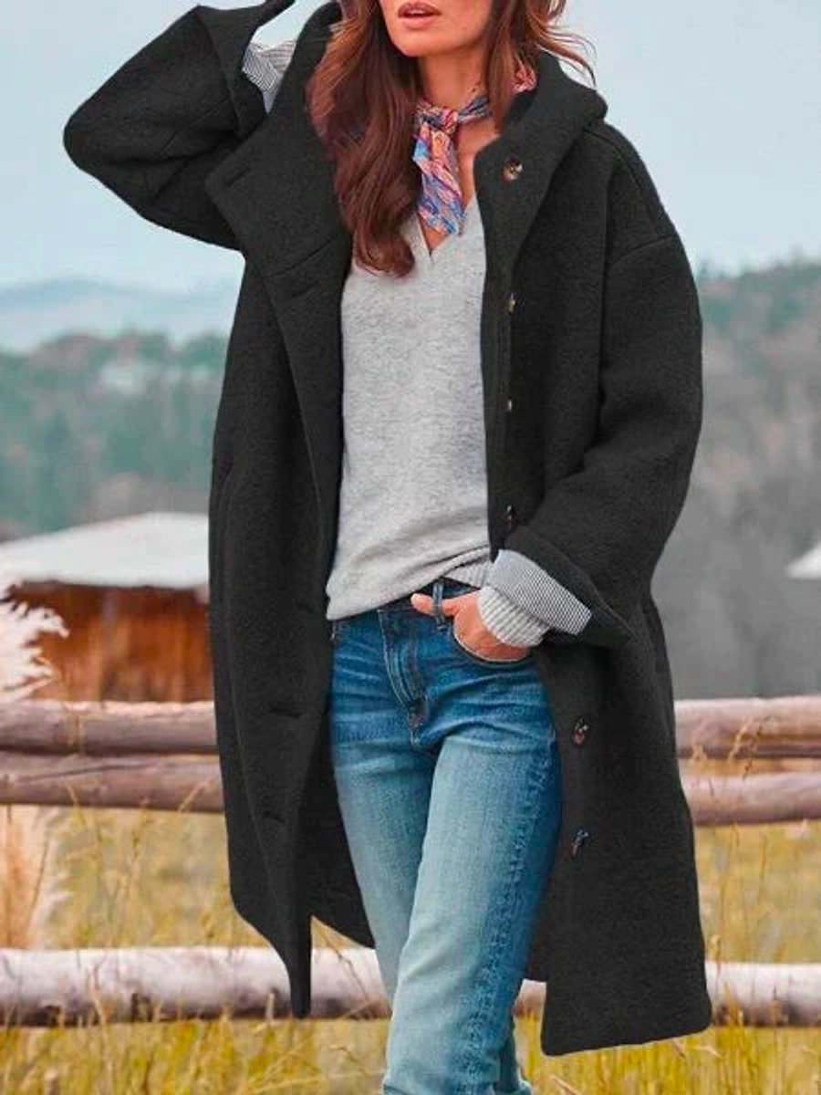 Mabel™ | Long Hooded Button Coat