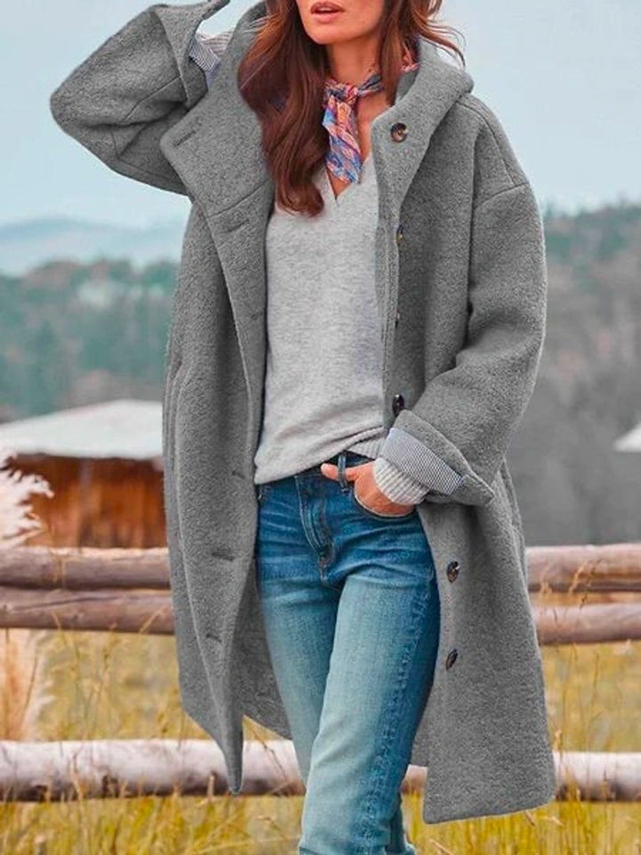 Mabel™ | Long Hooded Button Coat